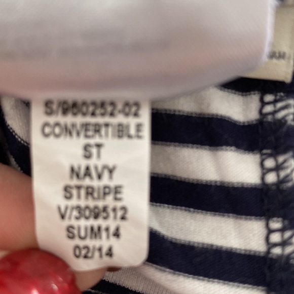 GAP navy blue white stripe dress convertible maxi skirt roll down bandeau - Picture 3 of 3